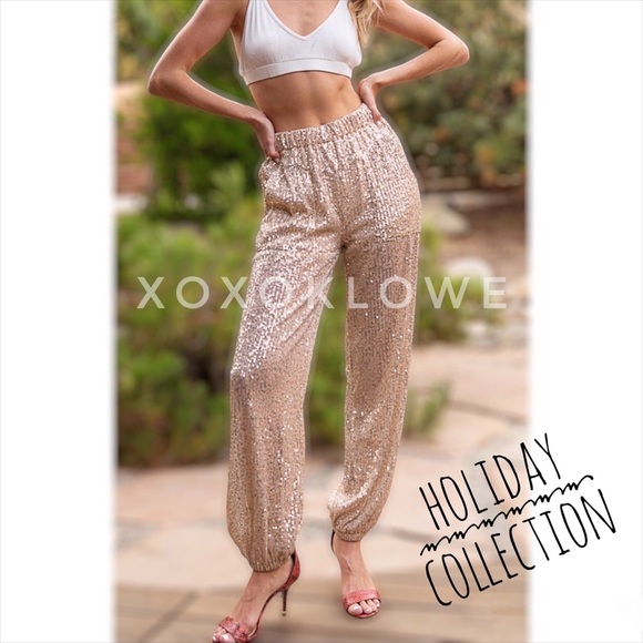 POL Sequin Pants Pull On Harem Style Relaxed Fit - Picture 15 of 16